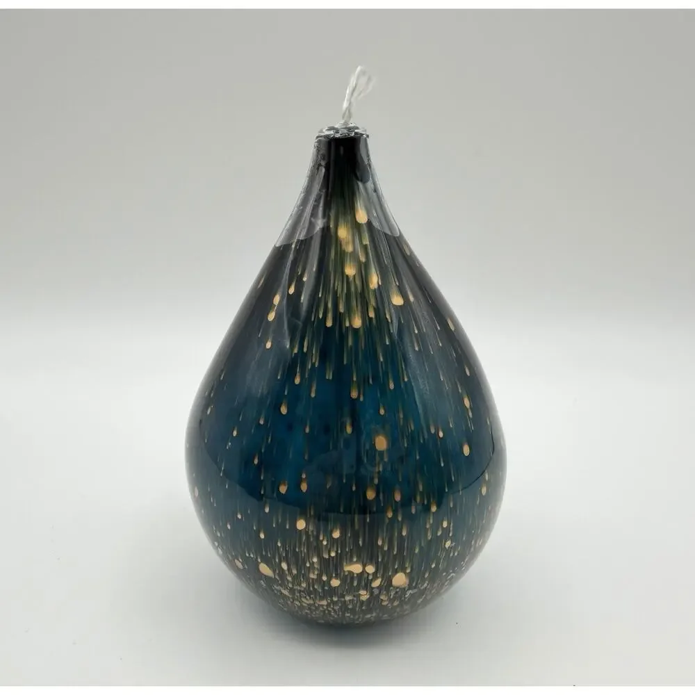 Lefton Blown Glass Oil Diffuser Purple & Green Balls 3” Teal Teardrop 5.5” Gold